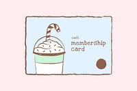 Cafe membership card vector, hand drawn illustration