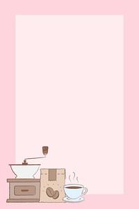 Cute coffee frame background, hand drawn illustrations
