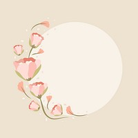 Flower frame, pink cute spring illustration