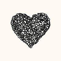 Doodle complicated heart, black design icon