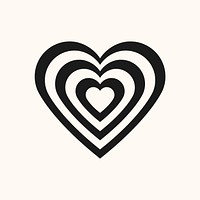 Cute striped heart, black simple design icon