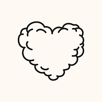 Doodle heart, black simple design icon