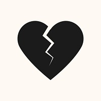 Heartbroken icon, black element graphic vector