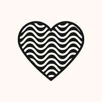 Black wave heart, simple design icon