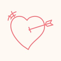 Cute heart icon, pink doodle element graphic vector
