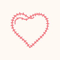 Cute heart icon, doodle element graphic vector