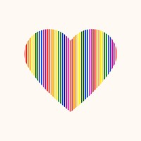 LGBT heart, colorful striped design icon
