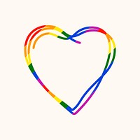 Rainbow heart, LGBT pride month doodle design icon