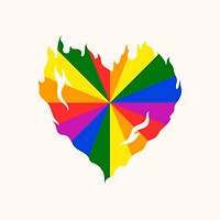 Rainbow burning heart, LGBT pride month icon