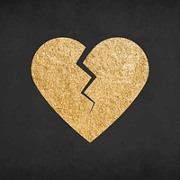 Heartbroken icon, glitter gold element graphic vector