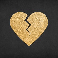 Broken heart, glitter gold simple icon