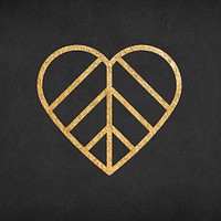 Cute glitter gold heart icon