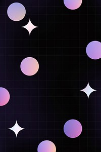 Cute background, holographic gradient shapes with grid vector