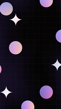 Holographic iPhone wallpaper, geometric shapes cute stars