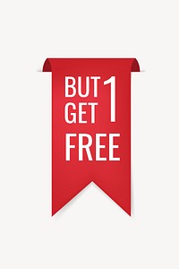 Shopping banner sticker, buy 1 get 1 free clipart psd