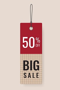 Big sale tag sticker, shopping clipart vector