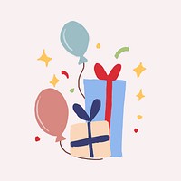 Gift box sticker, celebration illustration vector