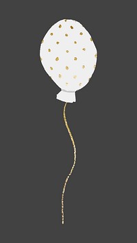 Party balloon sticker, gold polka dot design vector