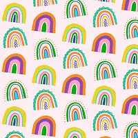 Funky doodle pattern, rainbow background