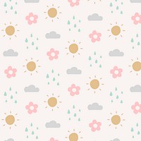 Cute doodle pattern, rain background