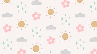 Rain pattern wallpaper, cute doodle desktop background