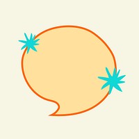 Speech bubble sticker, cute doodle orange clipart vector