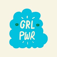 Girl power sticker collage vector in blue speech bubble