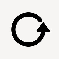Circle arrow icon, sticker, repeat symbol in black and white