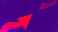 Arrow business desktop wallpaper, gradient purple background vector