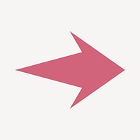 Arrow icon, pink simple sticker, right direction symbol vector