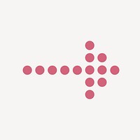 Dotted arrow icon, pink sticker, direction symbol vector