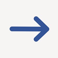 Arrow icon, blue simple sticker, right direction symbol vector