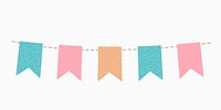 Pastel bunting collage element, cute festive and colorful clipart