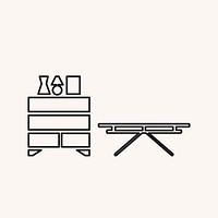 Furniture icon, home decor symbol flat design vector illustration