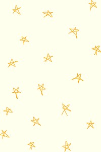 Yellow background, star doodle pattern, minimal design vector