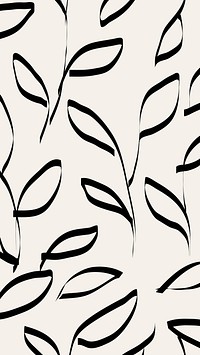 Cute phone wallpaper, black leaf pattern design