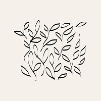 Doodle abstract leaves element graphic, minimal line art design