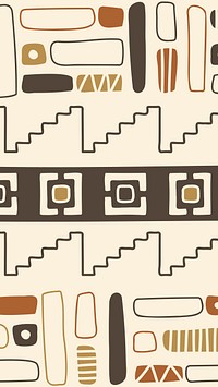 Pattern phone wallpaper, aesthetic ethnic aztec design, beige geometric style