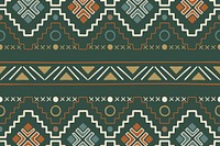 Tribal pattern background, green Aztec design