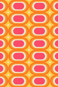 Retro orange pattern background, geometric oval shape vector