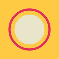 Circle sticker geometric shape, simple retro off white design on yellow background vector