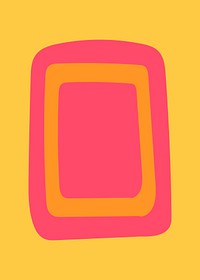 Rectangle sticker frame, simple retro pink design on yellow background vector
