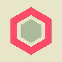 Retro honeycomb element, simple colorful clipart vector