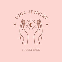 Mystical jewelry pink logo badge, minimal illustration