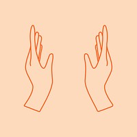 Two hands sticker, minimal line art illustration vector