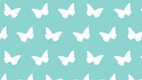Butterfly pattern computer wallpaper, mint green minimal design