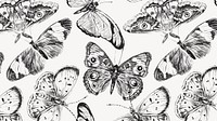 Vintage butterfly desktop wallpaper, black and white design