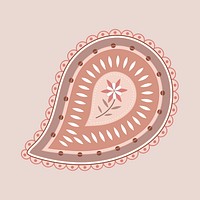 Paisley flower sticker, brown henna tattoo, creative illustration vector