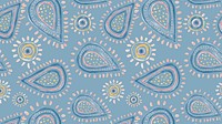 Paisley doodle desktop wallpaper, blue pastel pattern, creative illustration