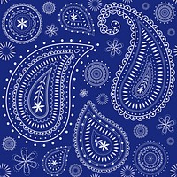 Blue paisley background, traditional Indian pattern illustration